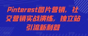 Pinterest图片营销，社交营销实战演练，独立站引流新利器-最全资源库