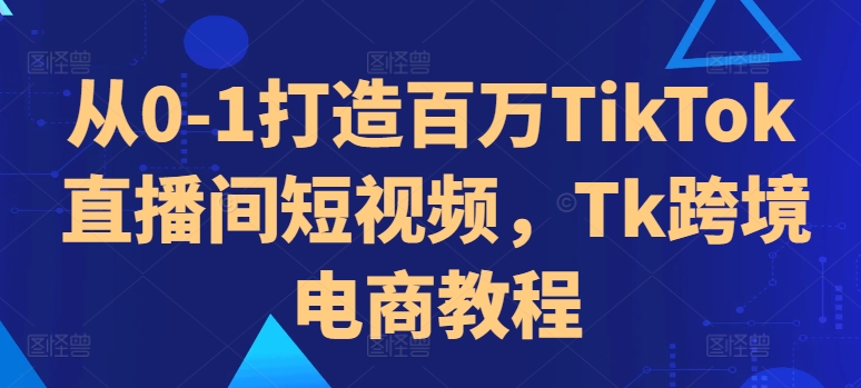 从0-1打造百万TikTok直播间短视频，Tk跨境电商教程-最全资源库