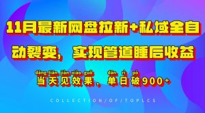 11月最新网盘拉新+私域全自动裂变,实现管道睡后收益,当天见效果,单日破900+-最全资源库
