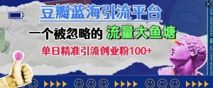 豆瓣蓝海引流平台，一个被忽略的流量大鱼塘，单日精准引流创业粉100+-最全资源库