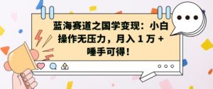 蓝海赛道之国学变现：小白操作无压力，月入 1 W + 唾手可得【揭秘】-最全资源库