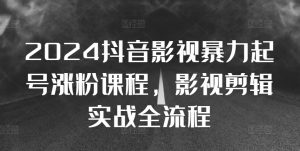 2024抖音影视暴力起号涨粉课程，影视剪辑搬运实战全流程-最全资源库