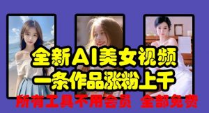 全新AI美女视频，一条作品涨粉上千，所有工具不用会员，全部免费-最全资源库