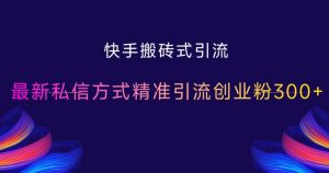 快手搬砖式引流，最新私信方式精准引流创业粉300+-最全资源库