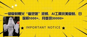 一键复刻爆火“幽灵娘”视频，AI工具完美复刻，日吸粉1000+，月变现过W-最全资源库
