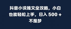 抖音小说推文全攻略，小白也能轻松上手，日入 5张+ 不是梦【揭秘】-最全资源库