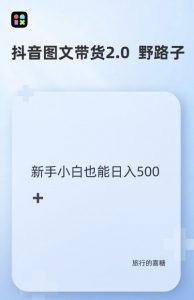 抖音图文带货野路子2.0玩法,暴力起号,单日收益多张,小白也可轻松上手【揭秘】-最全资源库