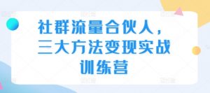 社群流量合伙人，三大方法变现实战训练营-最全资源库