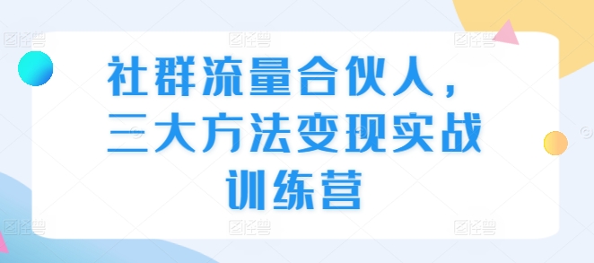 社群流量合伙人,三大方法变现实战训练营-最全资源库