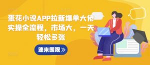 蛋花小说APP拉新爆单大佬实操全流程,市场大,一天轻松多张-最全资源库