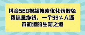 抖音SEO视频搜索优化获取免费流量挣钱，一个99%人还不知道的生财之道-最全资源库