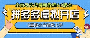 拼多多虚拟开店,全自动发货最新教程4.0版本,0基础小自轻松上手-最全资源库
