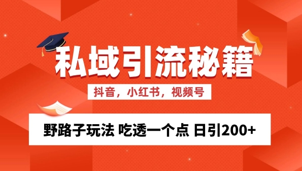 私域流量的精准化获客方法 野路子玩法 吃透一个点 日引200+ 【揭秘】-最全资源库