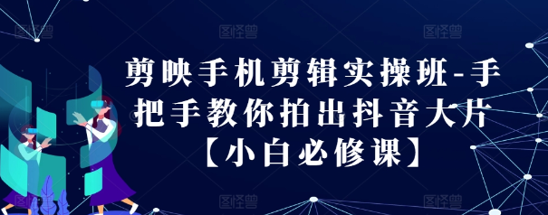 剪映手机剪辑实操班-手把手教你拍出抖音大片【小白必修课】-最全资源库