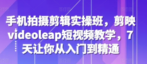 手机拍摄剪辑实操班,剪映videoleap短视频教学,7天让你从入门到精通-最全资源库