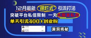 12月最新“摆烂式”引流打法，突破平台私信限制，一天无限发私信，单天引流400+创业粉-最全资源库