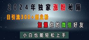 2024年独家涨粉秘籍，日引流300+创业粉，加爆你的微信好友，小白也能轻松上手-最全资源库