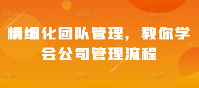 精细化团队管理，教你学会公司管理流程-最全资源库