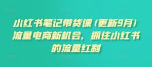 小红书笔记带货课(更新12月)流量电商新机会，抓住小红书的流量红利-最全资源库