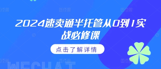 2024速卖通半托管从0到1实战必修课，掌握通投广告打法、熟悉速卖通半托管的政策细节-最全资源库