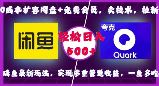 0成本扩容网盘+免费会员，卖技术，拉新，咸鱼最新玩法，实现多重管道收益，一鱼多吃，轻松日入500+-最全资源库