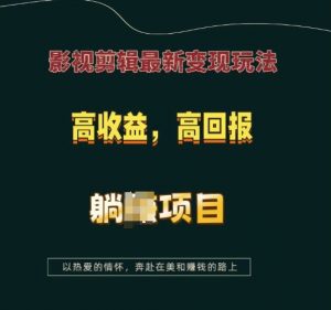 影视剪辑最新变现玩法，高收益，高回报，躺Z项目【揭秘】-最全资源库