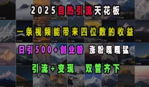 2025自热引流天花板,一条视频能带来四位数的收益,引流+变现双管齐下,日引500+创业粉,涨粉嘎嘎猛-最全资源库