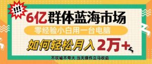 6亿群体蓝海市场,零经验小白用一台电脑,如何轻松月入过w【揭秘】-最全资源库