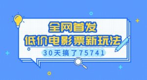 全网首发，低价电影票新玩法，已有人30天搞了75741【揭秘】-最全资源库