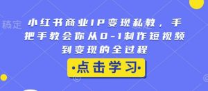 小红书商业IP变现私教,手把手教会你从0-1制作短视频到变现的全过程-最全资源库