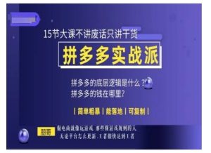 朋哥电商(拼多多实战派)，15节大课不讲废话只讲干货，简单粗暴 能落地 可复制-最全资源库