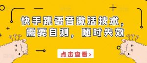快手跳语音激活技术，需要自测，随时失效-最全资源库