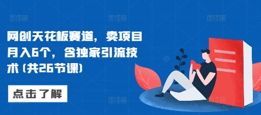 网创天花板赛道,卖项目月入6个,含独家引流技术(共26节课)-最全资源库