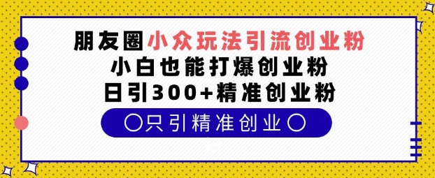 朋友圈小众玩法引流创业粉,小白也能打爆创业粉,日引300+精准创业粉【揭秘】-最全资源库