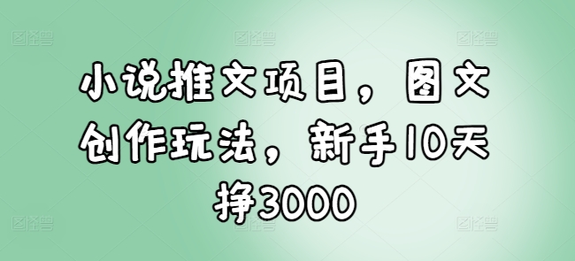 小说推文项目，图文创作玩法，新手10天挣3000-最全资源库