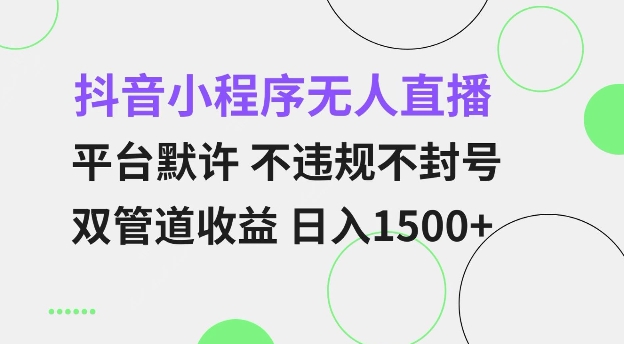 抖音小程序无人直播 平台默许 不违规不封号 双管道收益 日入多张 小白也能轻松操作【仅揭秘】-最全资源库