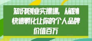 知识IP创业实操课,从0到1快速孵化让你的个人品牌价值百万-最全资源库