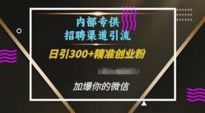 内部招聘渠道日引流300+创业粉，加爆你的微信【揭秘】-最全资源库