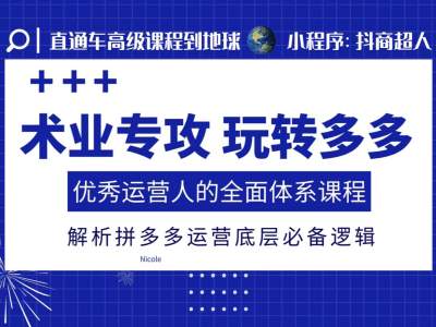 术业专攻玩转多多,优秀运营人的全面体系课程,解析拼多多运营底层必备逻辑-最全资源库