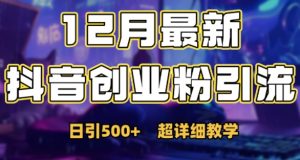 最新公开：12月份抖音日引500+创业粉秘籍-最全资源库