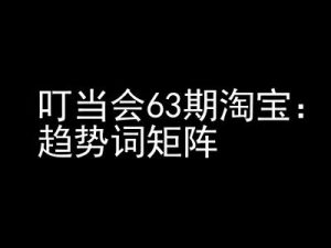 《淘宝天猫打爆班》原创高阶技术第63期，趋势词矩阵技术和玩法-最全资源库
