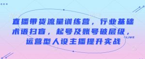 直播带货流量训练营，行业基础术语扫盲，起号及账号破层级，运营型人设主播提升实战-最全资源库