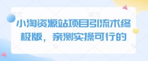 小淘资源站项目引流术终极版,亲测实操可行的-最全资源库