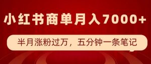 小红书商单最新玩法,半个月涨粉过万,五分钟一条笔记,月入7000+-最全资源库