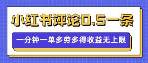 小红书留言评论,0.5元1条,一分钟一单,多劳多得,收益无上限-最全资源库