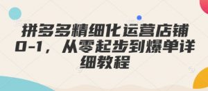 拼多多精细化运营店铺0-1，从零起步到爆单详细教程-最全资源库