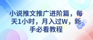 小说推文推广进阶篇,每天1小时,月入过W,新手必看教程-最全资源库