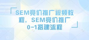 SEM竞价推广视频教程，SEM竞价推广0-1搭建流程-最全资源库