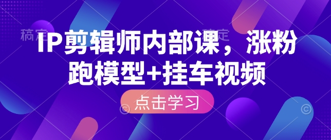 IP剪辑师内部课，涨粉跑模型+挂车视频-最全资源库