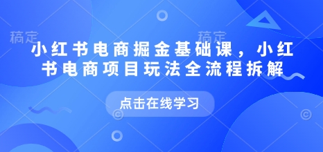 小红书电商掘金课，小红书电商项目玩法全流程拆解-最全资源库